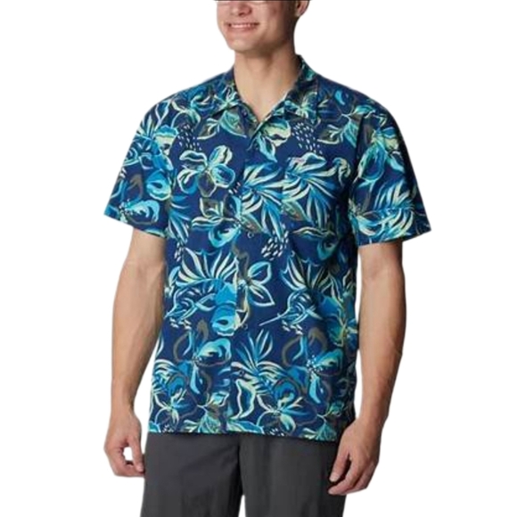 Columbia Men's Pfg Trollers Best Short Sleeve Shirt- Carbon Wildwate - Picture 2 of 7